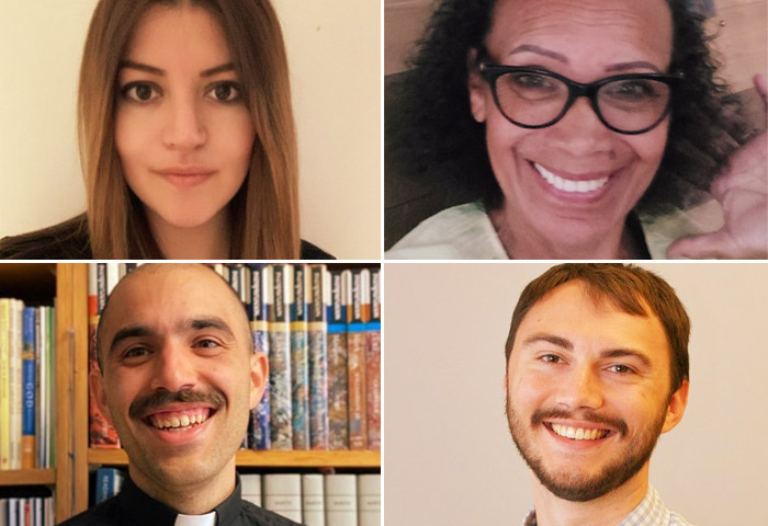 A collage of portraits of Natalia Cabrera Guerra, Sherri Fowler, Rev. Christopher Fraser, and Jordan MacDonald