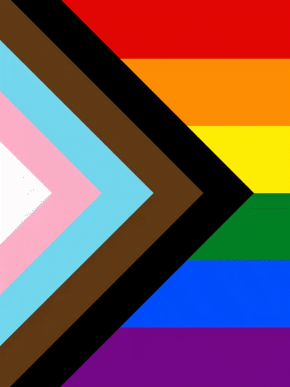 The progress pride flag with various coloured stripes