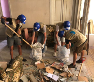 Youth group helps clean up after the Beirut explosion