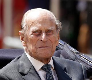 Prince Philip sitting in a carriage in 2017