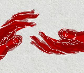 An illustration of two hands reaching out for each other.
