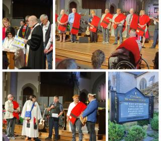 collage of images from the installation service of the 44th moderator