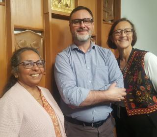 Partner Council Members Annie Namala and Horacio Mesones, with Patti Talbot