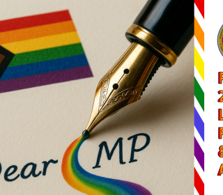 Pride 2025 Love Faith and Bold Action banner