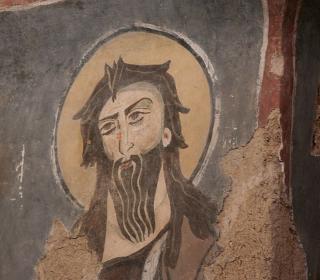 Detail of a Christian fresco in a  Syrian church