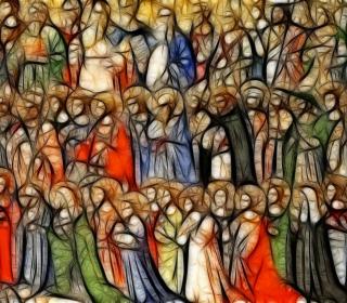 Colourful abstract image of saints