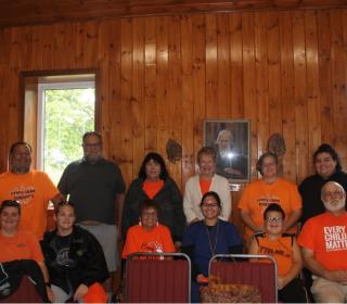 Members gather for Orange Shirt Day at Chapel of the Delaware