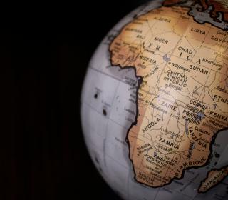 A globe turned to show Africa to the viewer