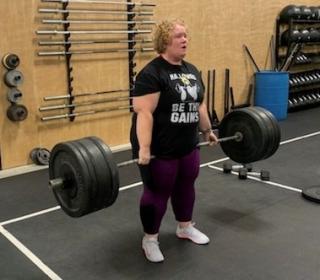A woman lifting weights