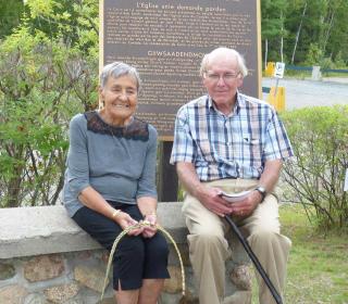 Elder Alberta Billy and the Very Rev. Bob Smith at the cairn.