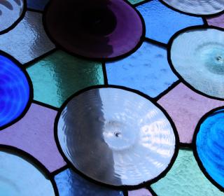 Photo of blue and purple stained glass circles