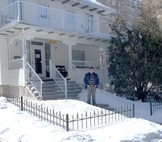 Ed Fox outside the Jellinek Society’s Recovery House in Edmonton, AB
