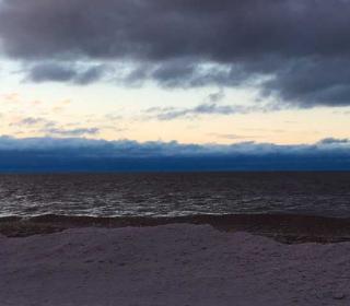 Lake Erie shore on a cloudy day