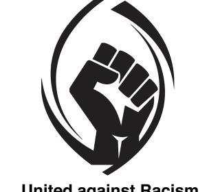 A raised fist inside the outline of the United Church crest. Text on image says "United against Racism."