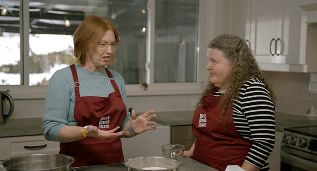 Moderator Kimberly speaking with and Sharon Ballantyne in her kitchen