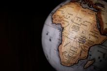 A globe turned to show Africa to the viewer