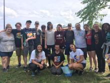 The GC43 youth pilgrims gather for a group photo during their visit to Hamilton Conference.