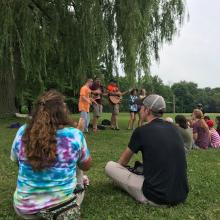The GC43 Pilgrims visit a former Residential School site in London Conference.