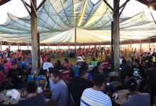 Under the big tent at the Muskoday Powwow.