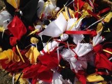 Red, white, black, and yellow tobacco ties