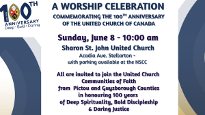 A Worship Celebration - Commemorating our 100th Anniversary  - Sharon St United Church Invitation