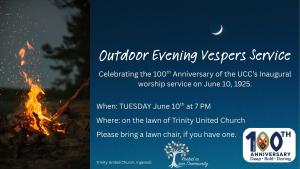 Trinity United Church Vespers Evening Service invitation