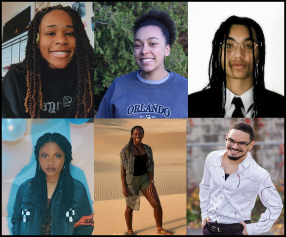 Image: collage of six photos of young Black people who will be researching Black experiences in Canadian churches