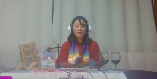 PROK online worship service, sharing communion virtually at Sumdol Church in Korea.