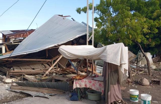 Destroyed buildings after the earthquake in Haiti, August 2021