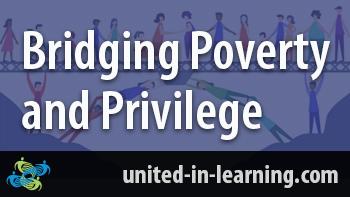 The words Bridging Poverty and Privilege against a blue background with united-in-learning.com below