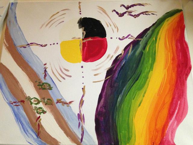 community artwork with Indigenous and LGBTQIA+ images