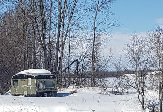 A camper in the snow