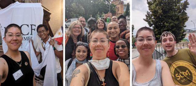 Student Christian Movement global members in a triptych of selfies