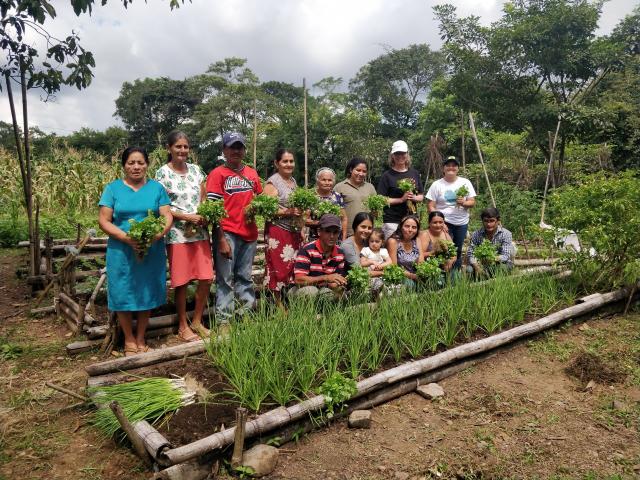 School farm participants stand next to their crops