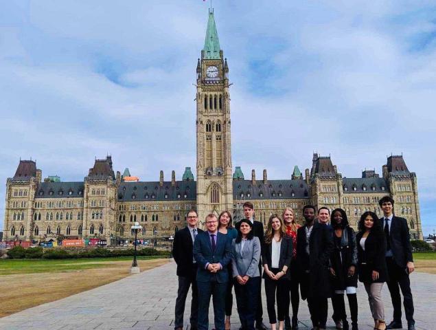 Group in front of parliament