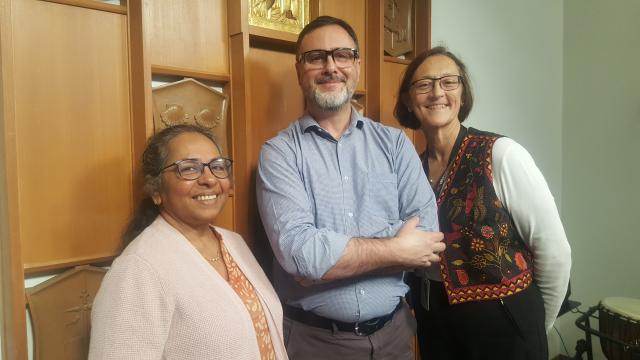 Partner Council Members Annie Namala and Horacio Mesones, with Patti Talbot