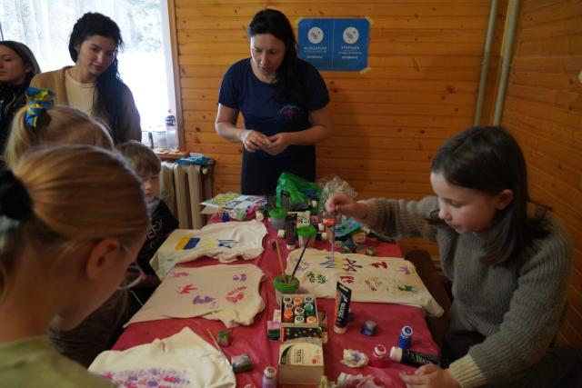 Children at an art table