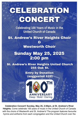 Invitation to a Celebration Concert at St. Andrews River Heights United Church