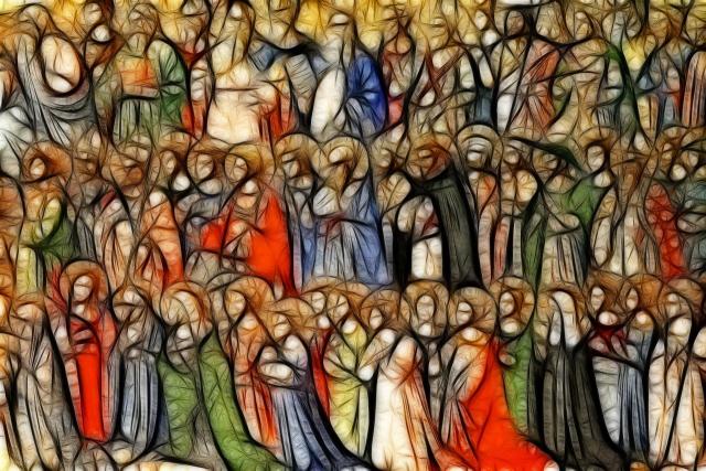 Colourful abstract image of saints