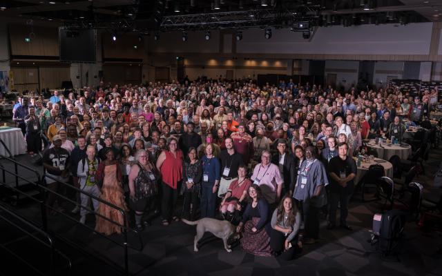 A large group of participants indoors at GC45