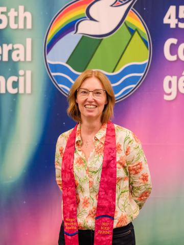 Kimberly Heath in front of the GC45 logo