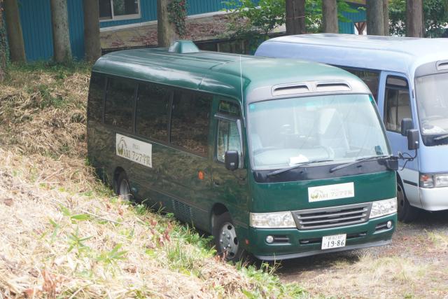 A green minibus.