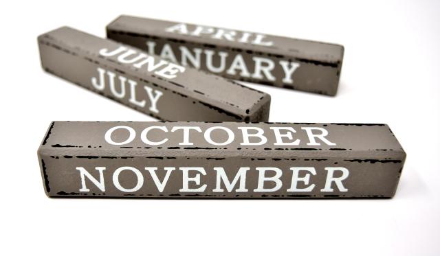 Blocks with the months of the year on them