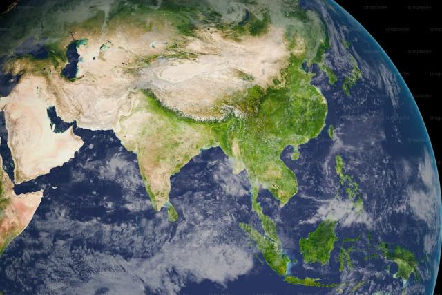 An aerial photo of Asia