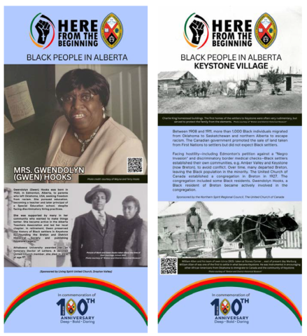 Two informational banners with text on Gwen Hooks and the Keystone community