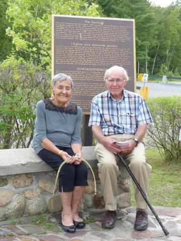 The late Elder Alberta Billy and the late Very Rev. Bob Smith at the cairn