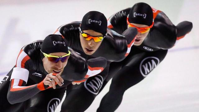 United Church pastor's kid Bob Donnelly, seen here skating around the track, is going to the Olympics as a speed skater.