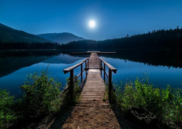 Dock in moonlight