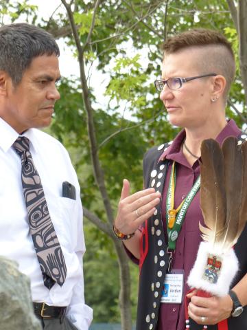 Lawrence Sankey, co-chair, Aboriginal Ministries Council, and the Right Rev. Jordan Cantwell, at 30th anniversary of the United Church’s 1986 Apology.