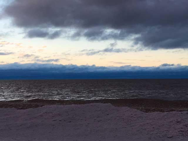 Lake Erie shore on a cloudy day